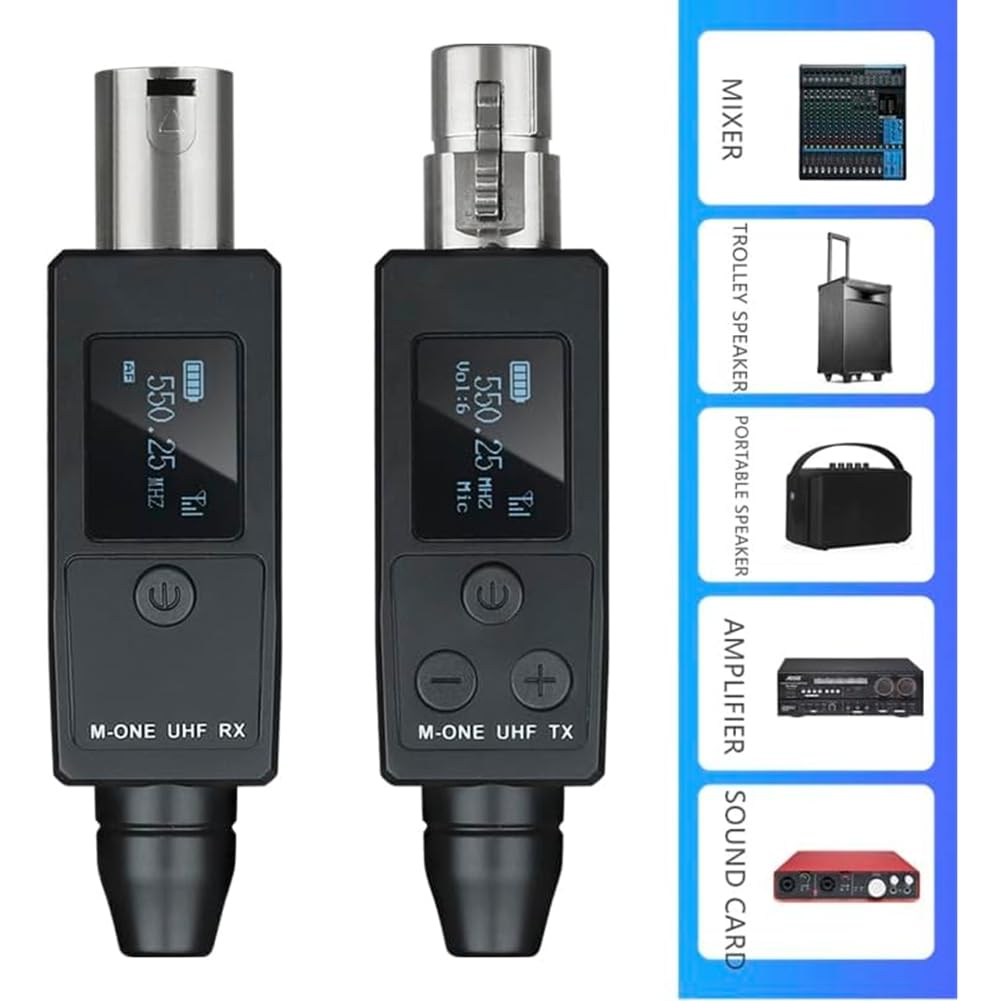 de Micrófono Inalámbrico con Transmisor y Receptor XLR para Micrófonos Dinámicos/de Condensador, Guitarra Eléctrica/Bajo