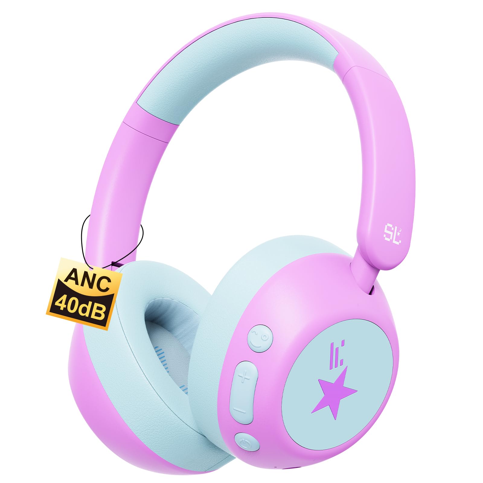Steellumen Aktive Geräuschunterdrückung Bluetooth Kopfhörer Kinder, 42H ANC Spielzeit, Bluetooth 6.0, Kinder Kabellose Kopfhörer ab 3-8, 74/85/94dBA Sichere Lautstärke, für Flugreise