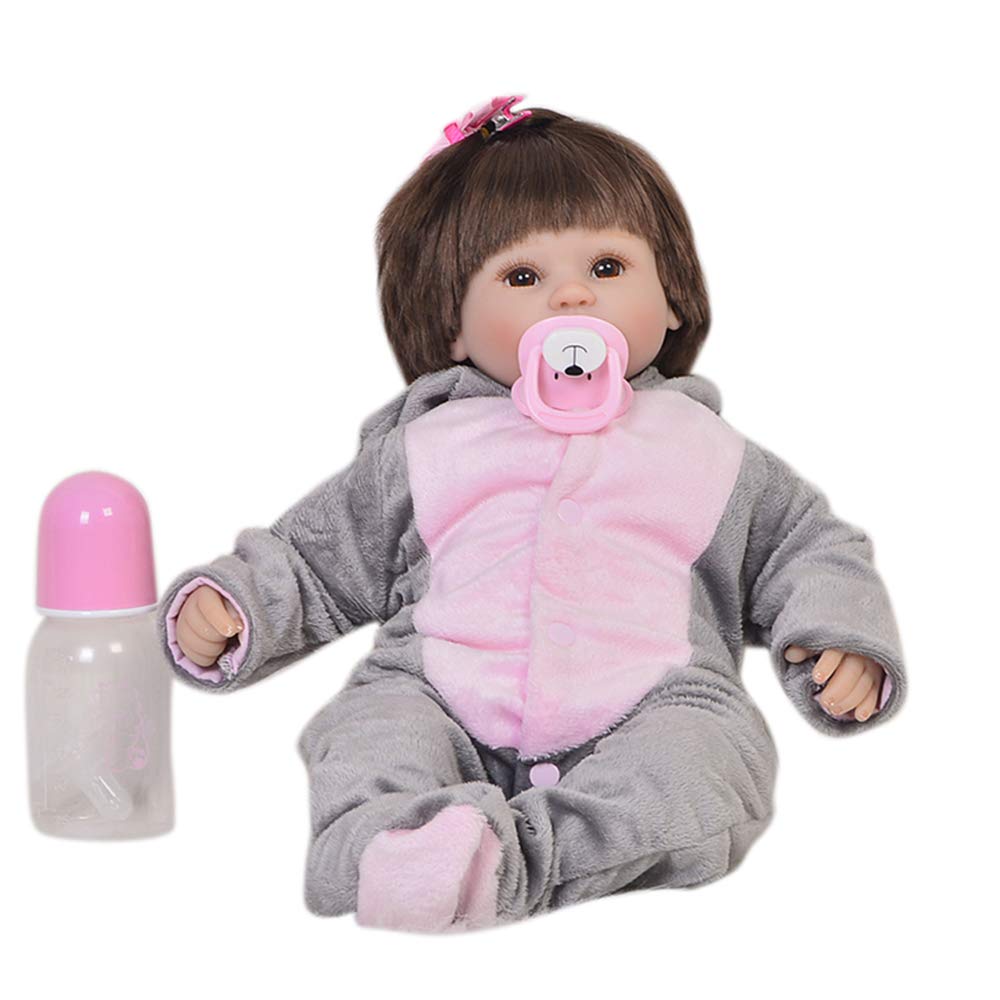 Mini Newborn Dolls Baby Dolls 17 Inch Soft Silicone Vinyl with Cloth Body Present for Baby Gift