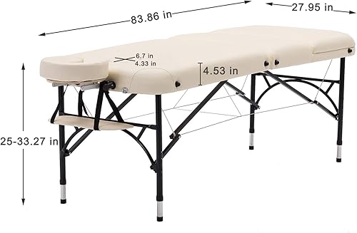 Miniatura 3 de Artechworks Mesa de masaje plegable portátil ligera de 28 pulgadas de ancho, 3 pulgadas, para salón facial, spa, cama de tatuaje con patas de