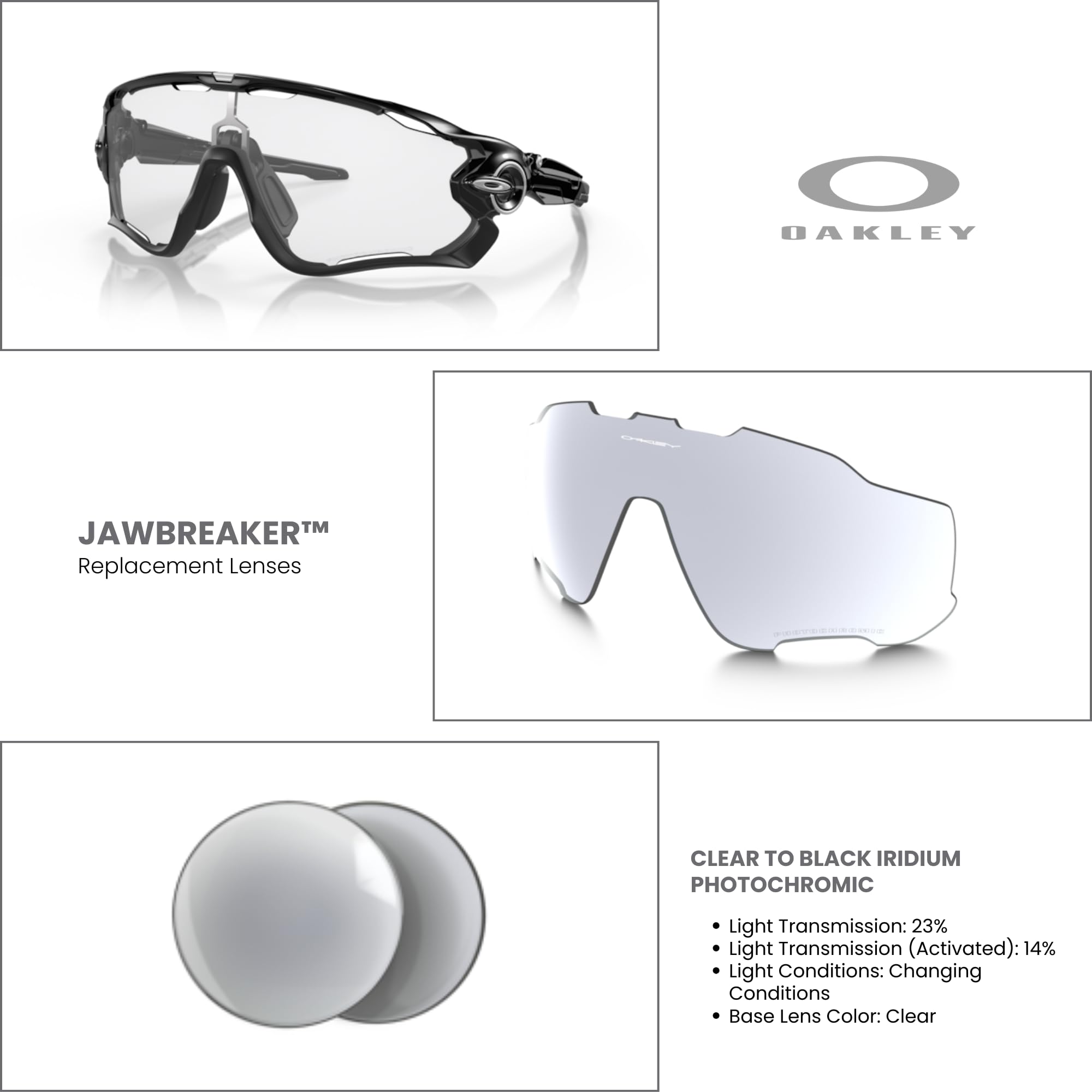 Oakley Lentes de repuesto originales Jawbreaker para hombres y mujeres + paquete + kit iWear de diseñador