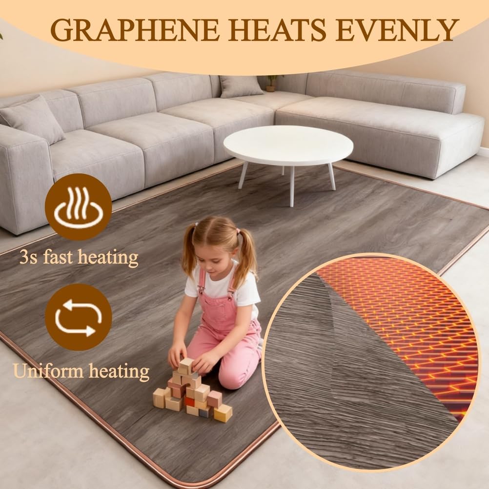 Tappetino riscaldante Portatile, riscaldatore Elettrico per Pavimenti radianti con Timer di Riscaldamento rapido, per casa, Soggiorno, Ufficio, Yoga,50 * 100cm