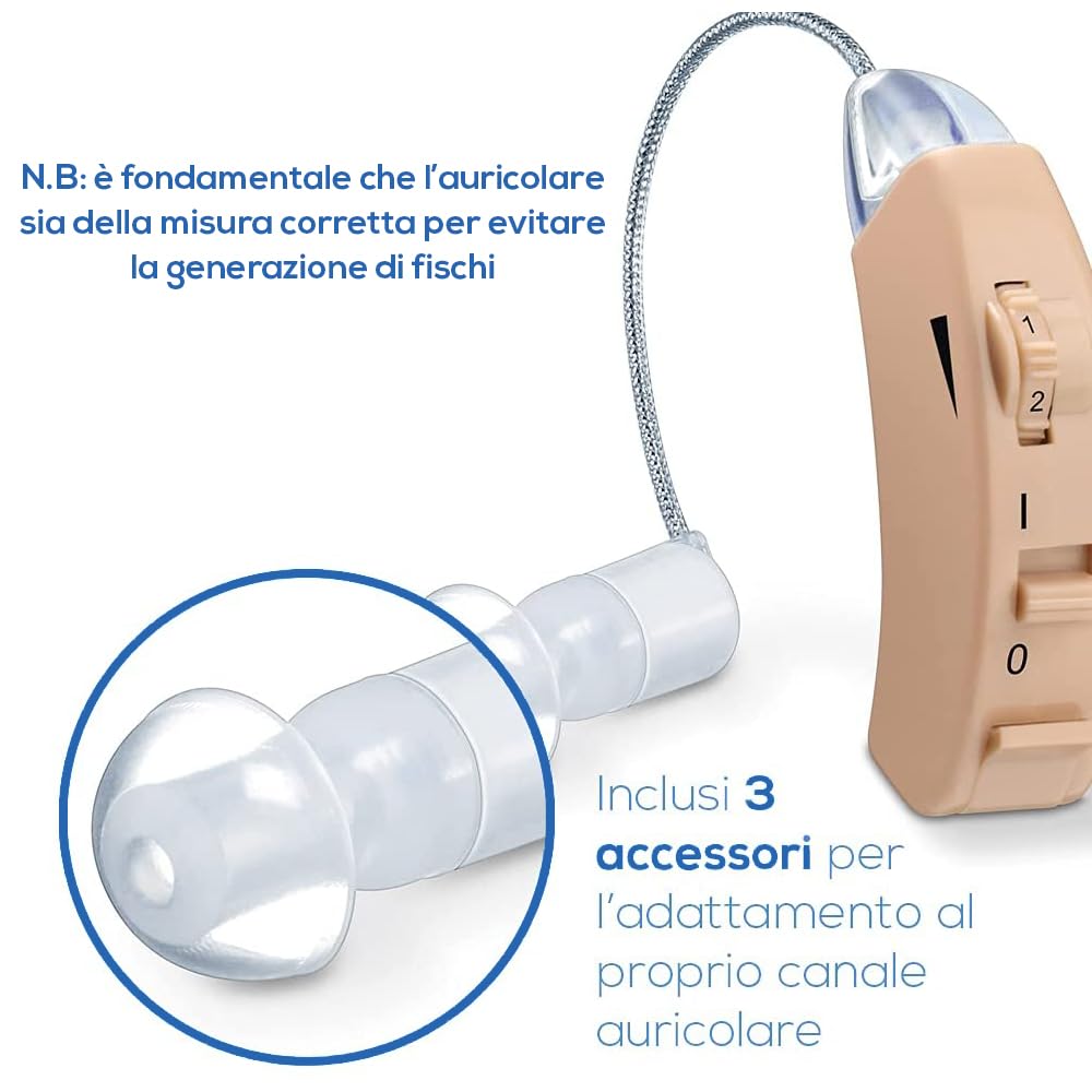 Beurer HA 50 Amplificatore Acustico Singolo, Discreto con Intervallo di Frequenze Esteso, Incl. pratica batteria di ricambio, Riproduzione senza fruscio, Adatto per chi ha limitata capacità uditiva
