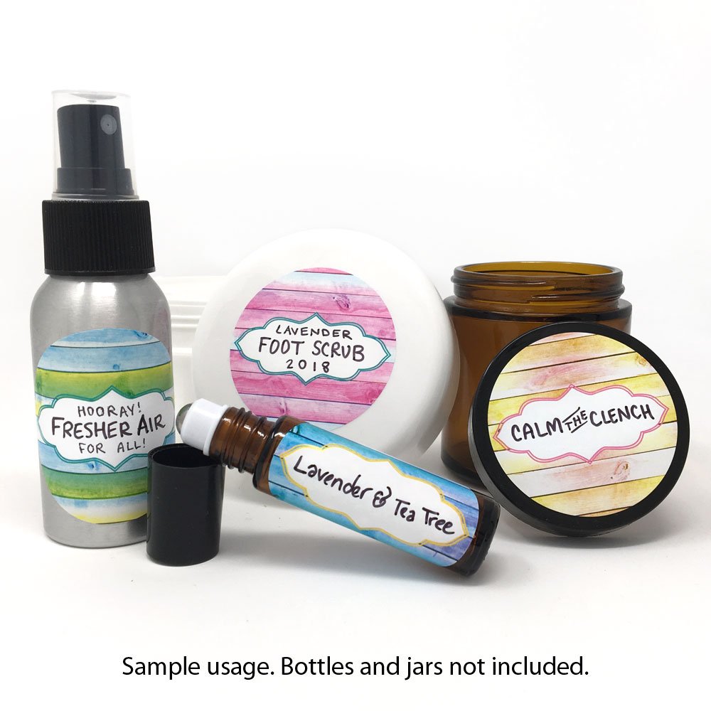 54 Shiplap Essential Oil Labels - Weatherproof Poly Round Stickers For Bottles