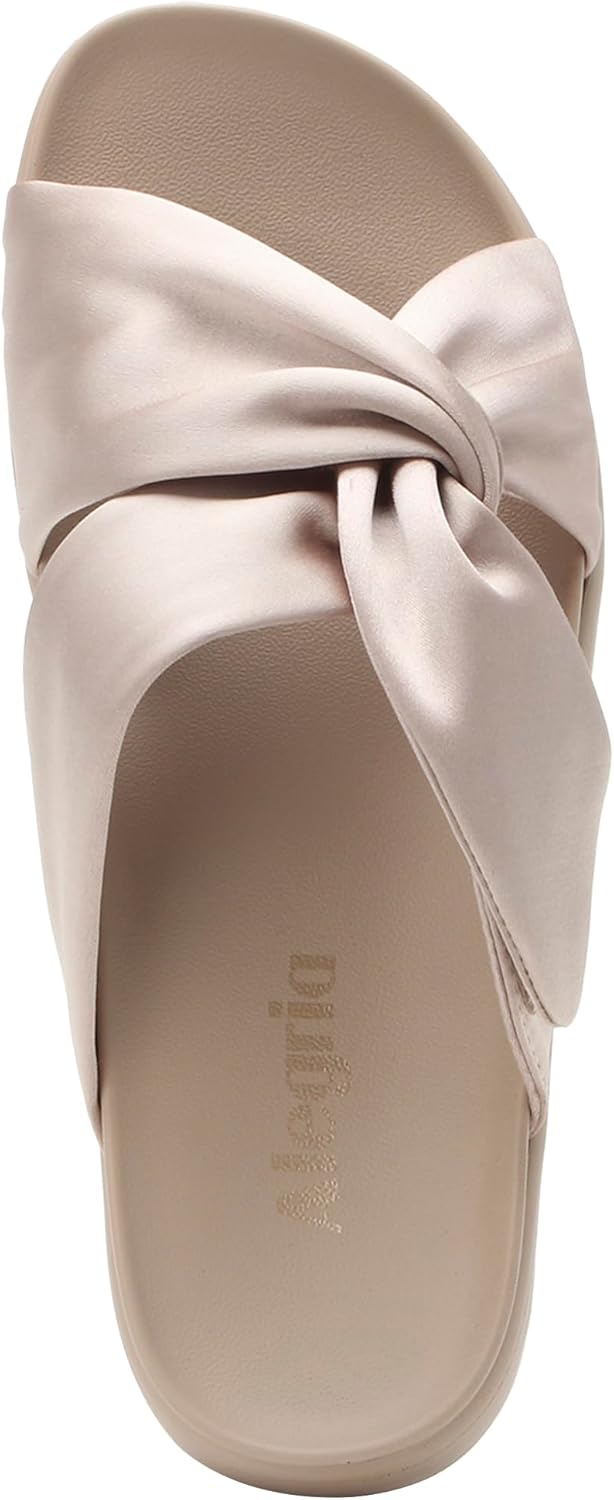 Alegria Women Rylie Vegan Leather Lightweight Platform Satin Scarf Tie Slide Sandal
