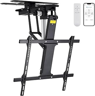 Sponsored Ad - TOPSKY Electric Adjustable Flip Down Swiveling TV Mount with Remote and App Controller, Large Motorized Ceiling Mount for 32 to 75 Inch Flat and Curved Screen TVs (Black)