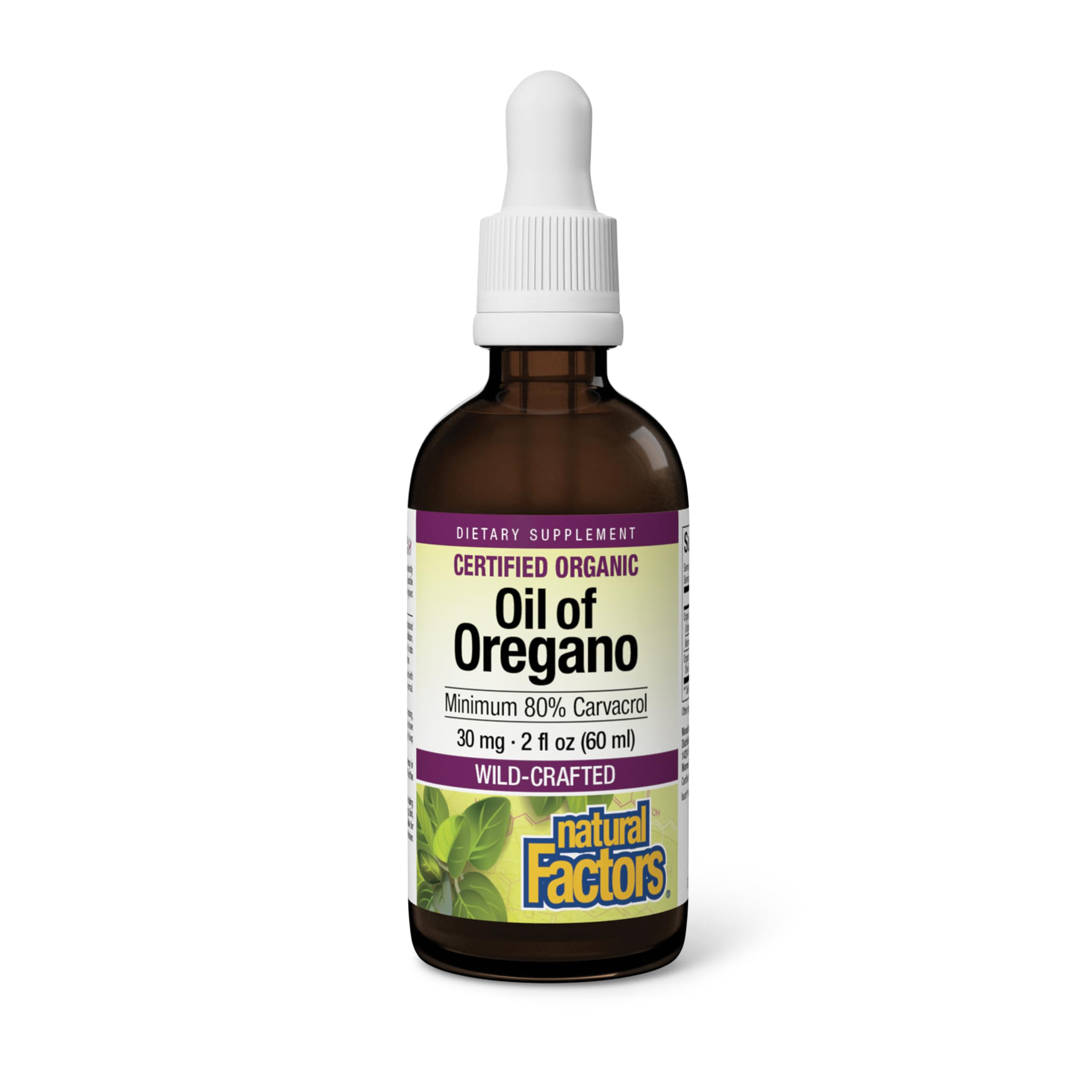 Natural Factors Organic Oil of Oregano 2 fl oz, 80% Carvacrol, 375 Servings 2 Fl Oz (Pack of 1)