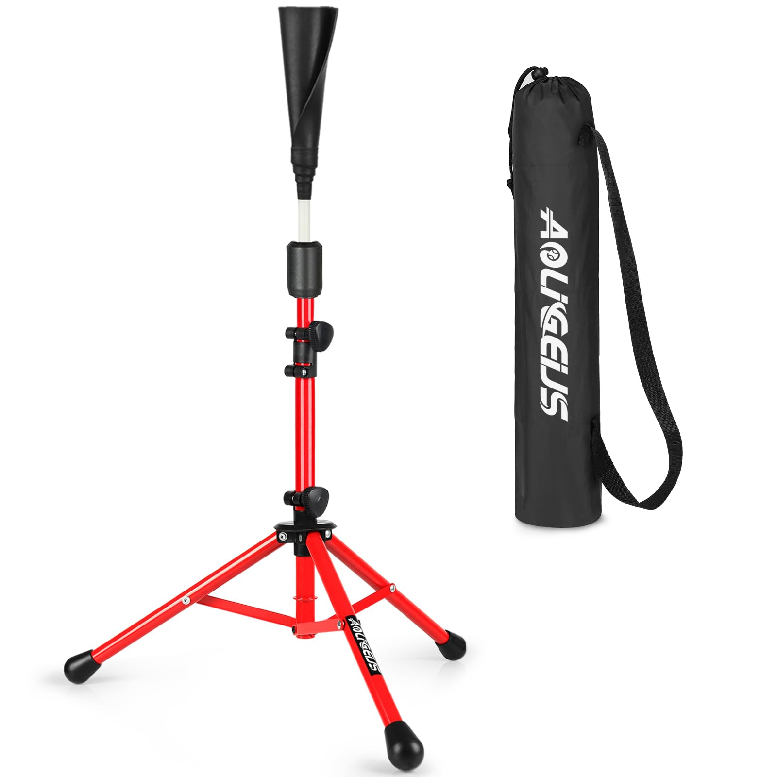 AOLIGEIJS Baseball Tee Batting Tee Softball Tee Portable Travel Hitting Tee,Easy Adjustable Height,Stable Tripod Stand