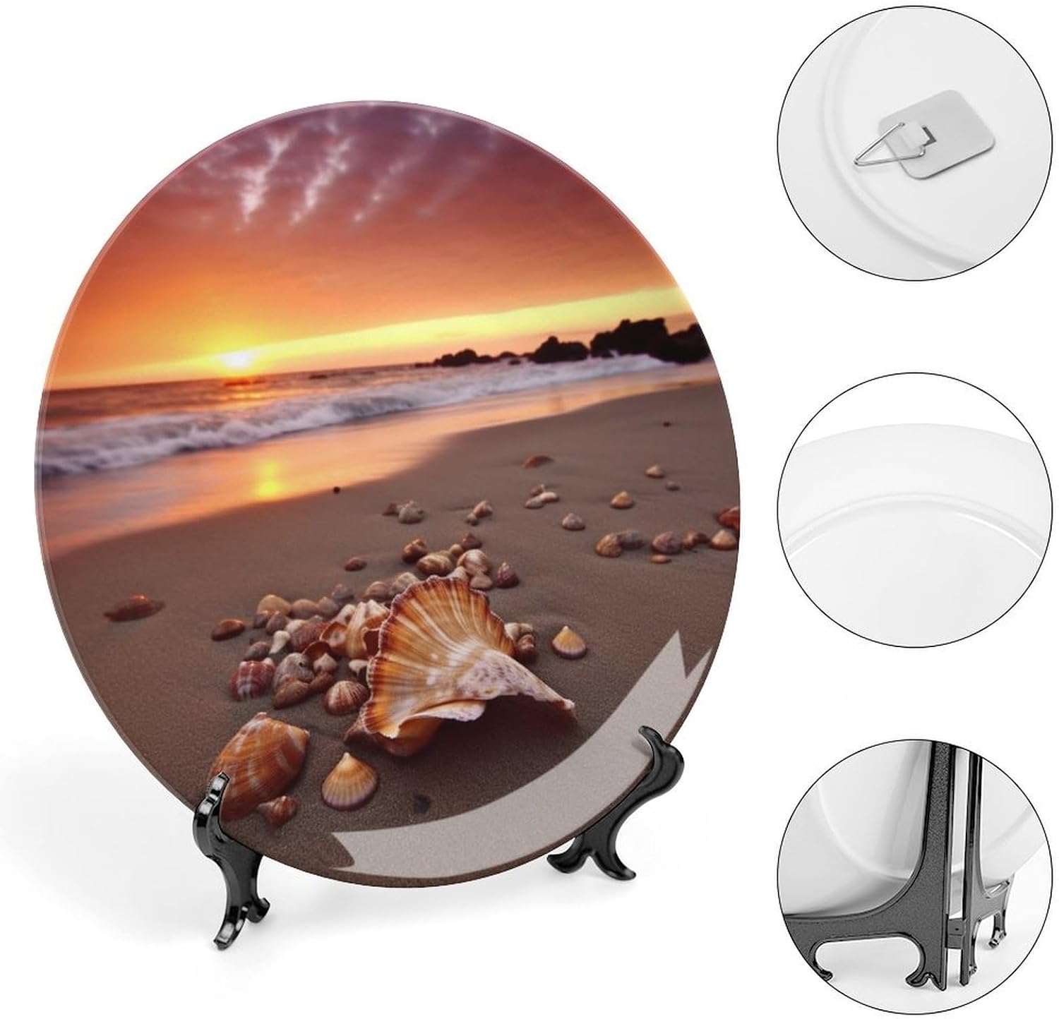 Shell Beach Sunset Ceramic Decorative Plate for Home, Bone China Plates