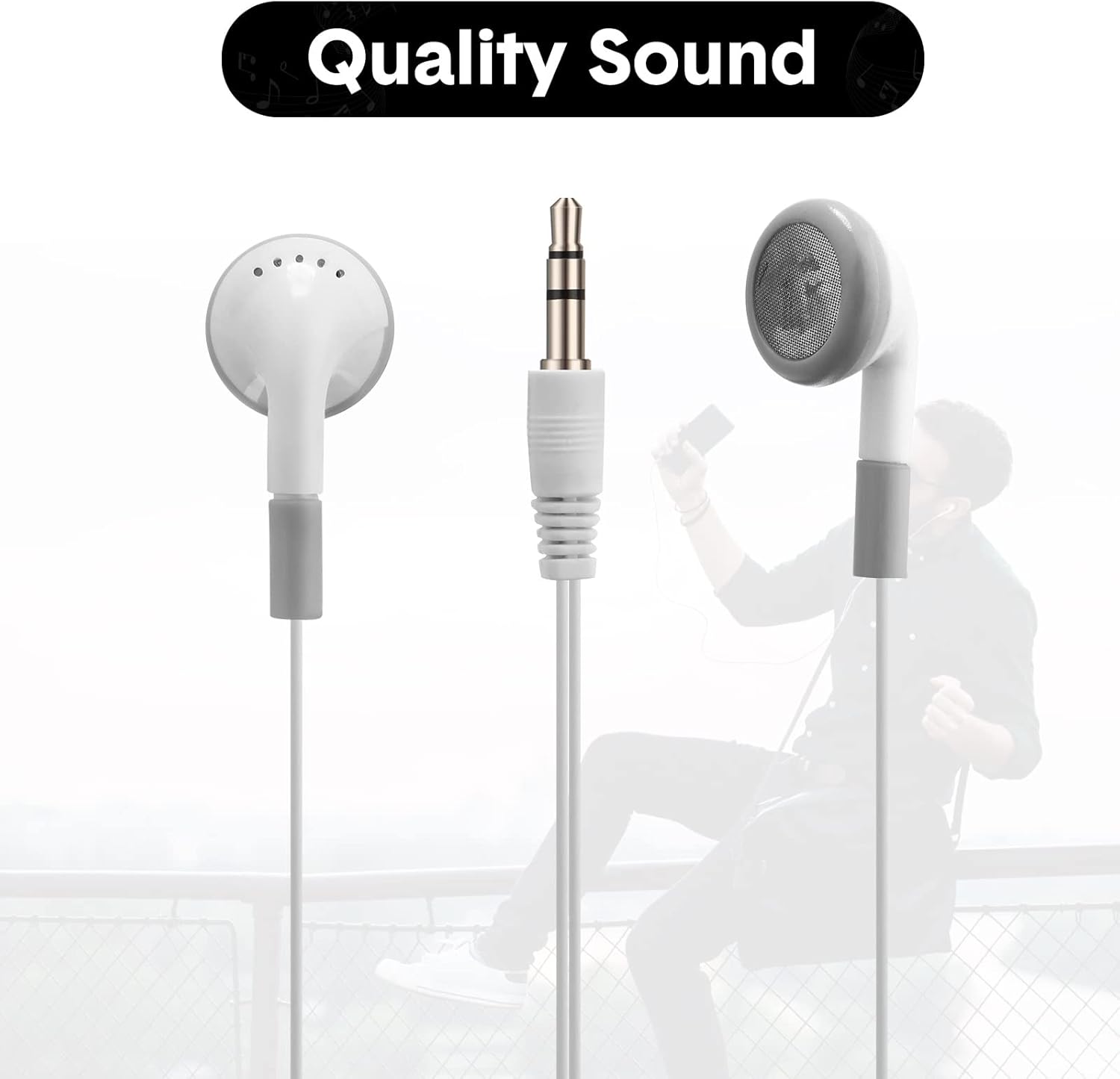 Xuhal 150 Packs Bulk Earbuds with Wired Earphones Headphones with 3.5mm Jack, Wired Ear Buds Bulk for Smartphone Laptop Library Hospital Adult Supplies