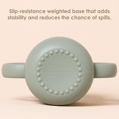 Miniatura 3 de ROCCED Vasos pequeños de silicona para bebés de silicona con 2 asas, taza de entrenamiento para niños pequeños, fácil agarre para 6 meses + 5.1 fl