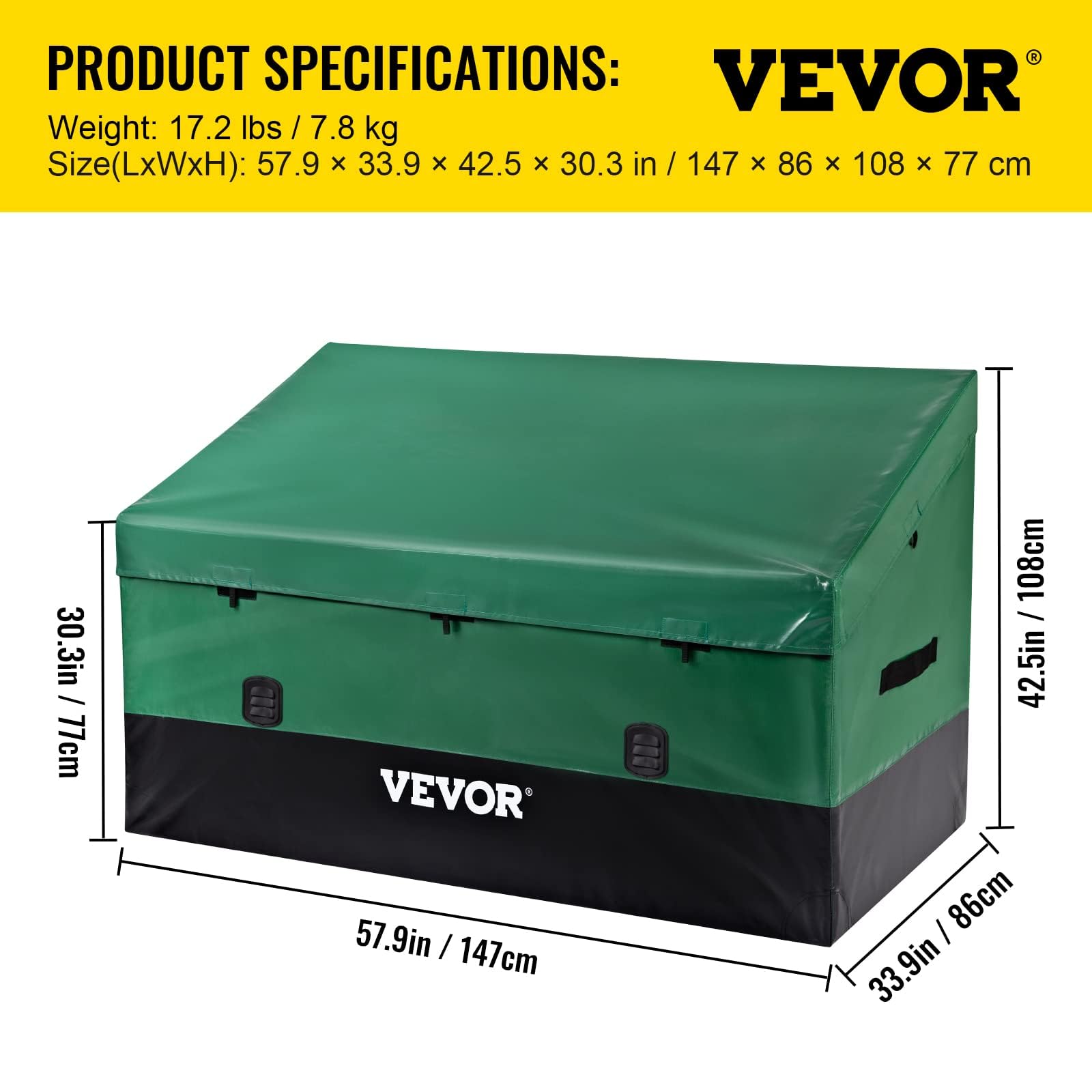 VEVOR Scatola per Stoccaggio da Esterno in PE Impermeabile 1013L con Coperchio e Manici, Contenitore Porta Attrezzi da Giardino
