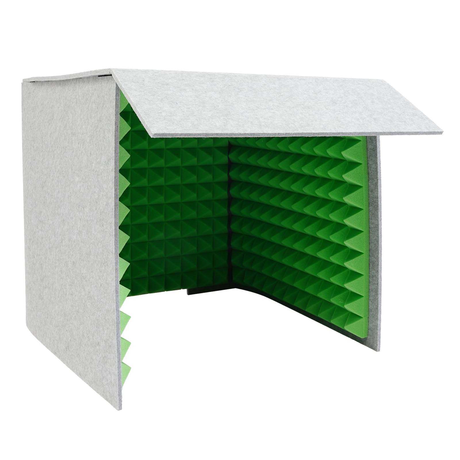 Copertura insonorizzante per desktop, cabina vocale, portatile, schermatura fonoassorbente, schiuma isolante, 60 x 60 x 60 cm, per registrazioni vocali, streaming live (verde)