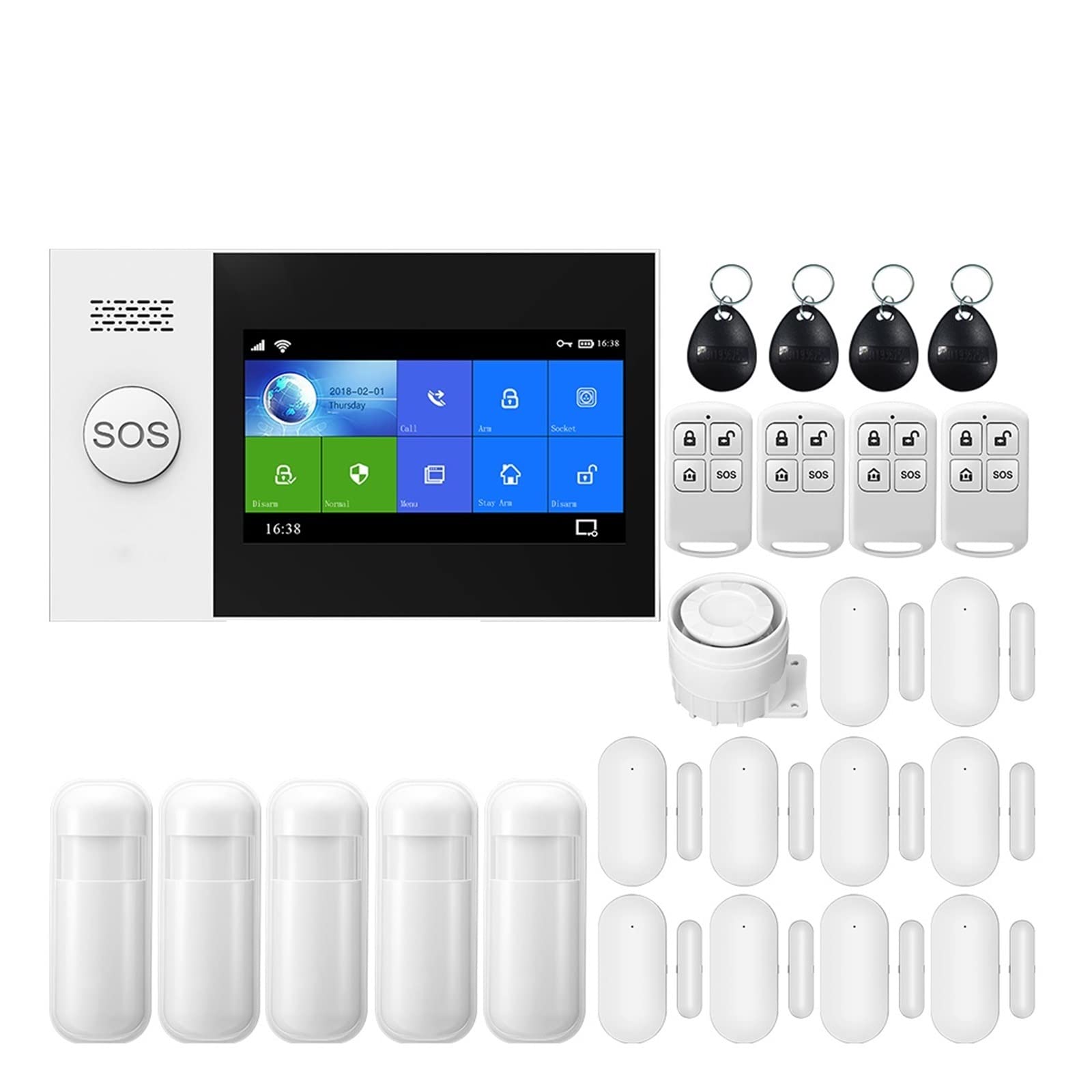 de Alarma de Seguridad for el hogar inalámbrico gsm, Detector de Humo, Alarma antirrobo con Sensor de Movimiento for la aplicación Tuya, Alarma for el hogar,Protección Antirrobo(E)