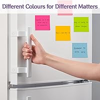 Vista 5 de HappyHapi 36 blocs de notas adhesivas de 3 x 3 pulgadas, 80 hojas/bloc, 8 blocs de notas autoadhesivas de colores brillantes, notas adhesivas