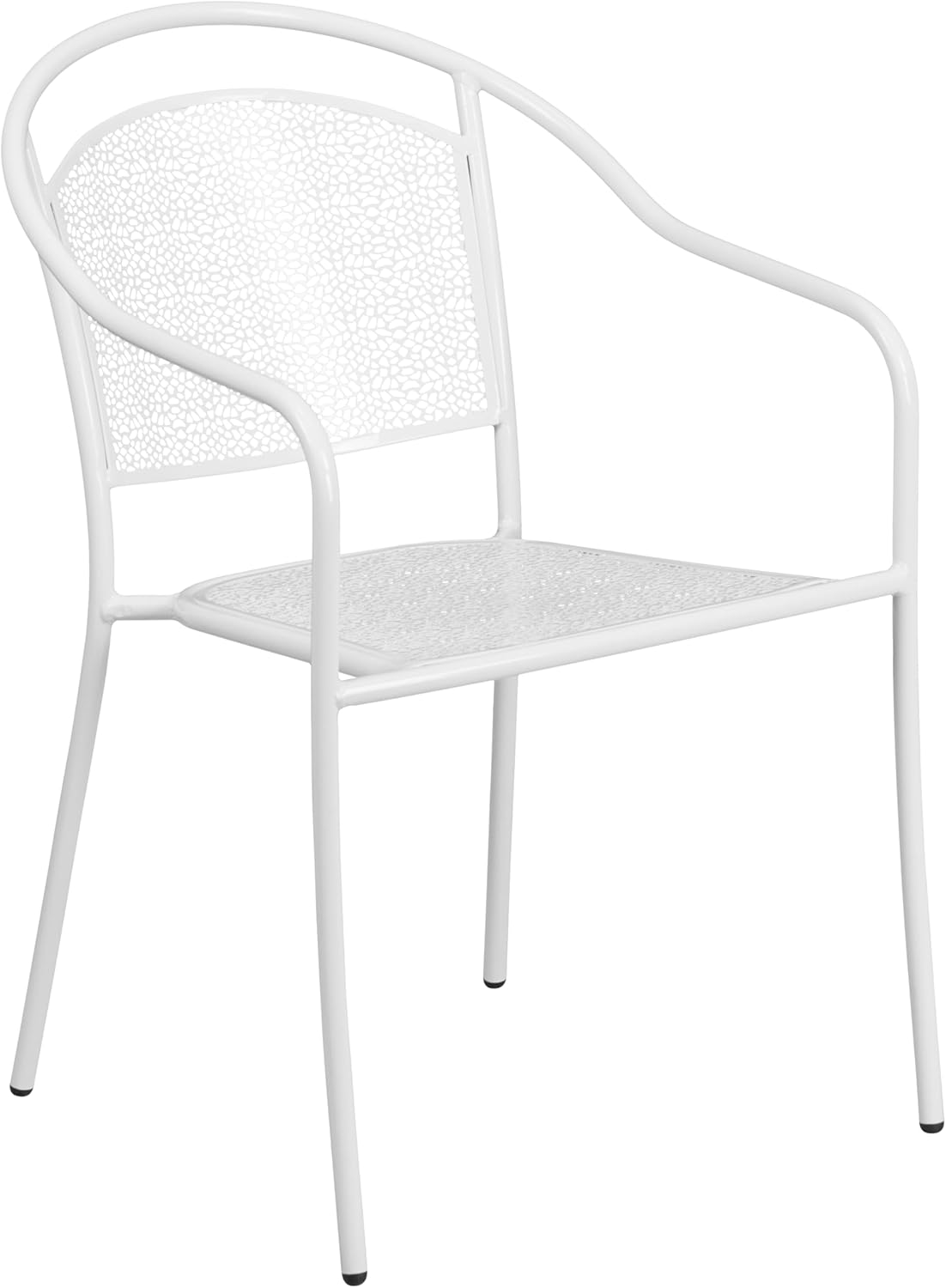 Flash Furniture Commercial Grade 30" Round White Indoor-Outdoor Steel Folding Patio Table Set with 4 Round Back Chairs