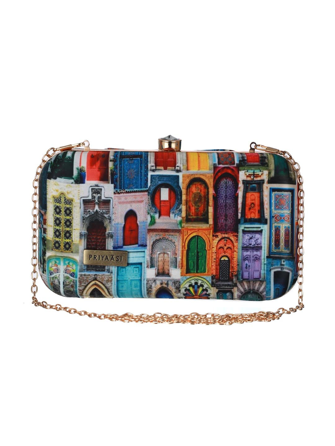 Priyaasi Urban Streets Printed Clutch for Women’s, Girls- Casual, Stylish Fashionable Ladies Purse Wallet/Hand Clutch with Detachable Chain Sling Strap, Multicolor - Image 5 thumbnail