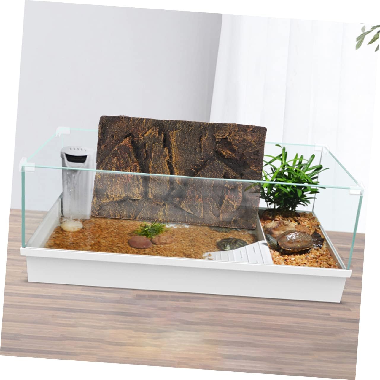 2pcs Reptile Tank Accessories Aquarium Bubbler Fish Tank Decor Turtle Background