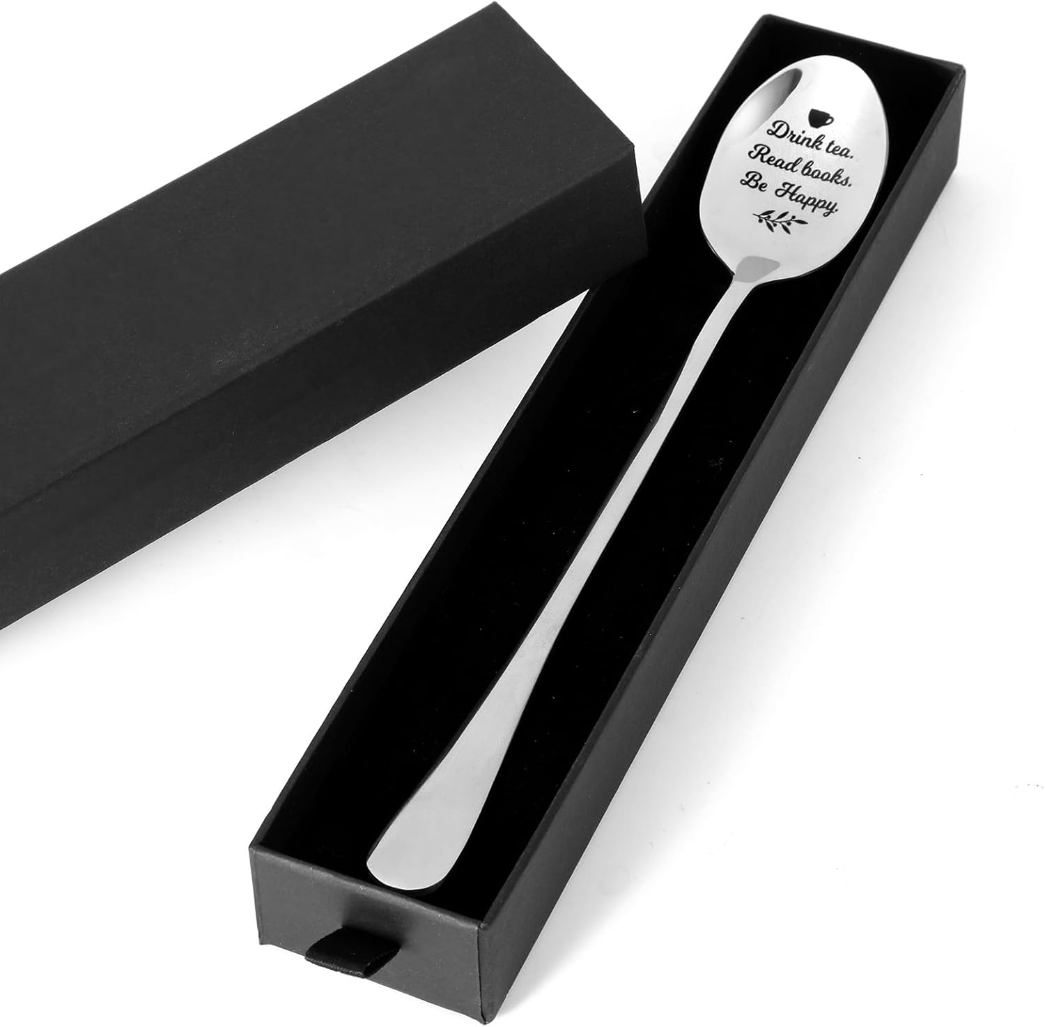 Drink Tea Read Books Spoon for Tea Lovers, Stainless Steel Tea Spoon for Loose Tea, Gifts for Tea Drinkers, Tea Accessories, Birthday Graduation Christmas Gifts for Women Men Engraved Spoons(Friend)
