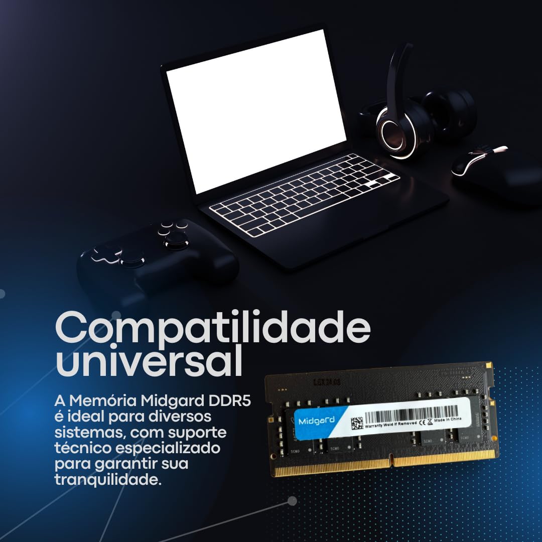 Memoria Midgard 8GB (1X8GB) DDR5 SODIMM 4800MHZ CL40 1,1V Para