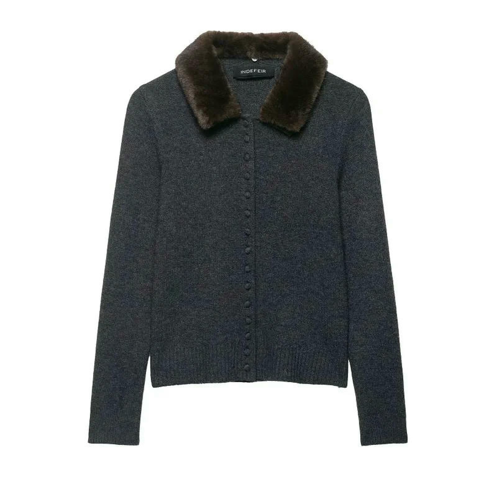 CHENSHI Maglione Donna Cappotto Cardigan Lavorato A Maglia Maniche Lunghe con Colletto Rovesciato Effetto Primavera Autunno Chic Versatile Top Abbigliamento Casual Femminile-2-s
