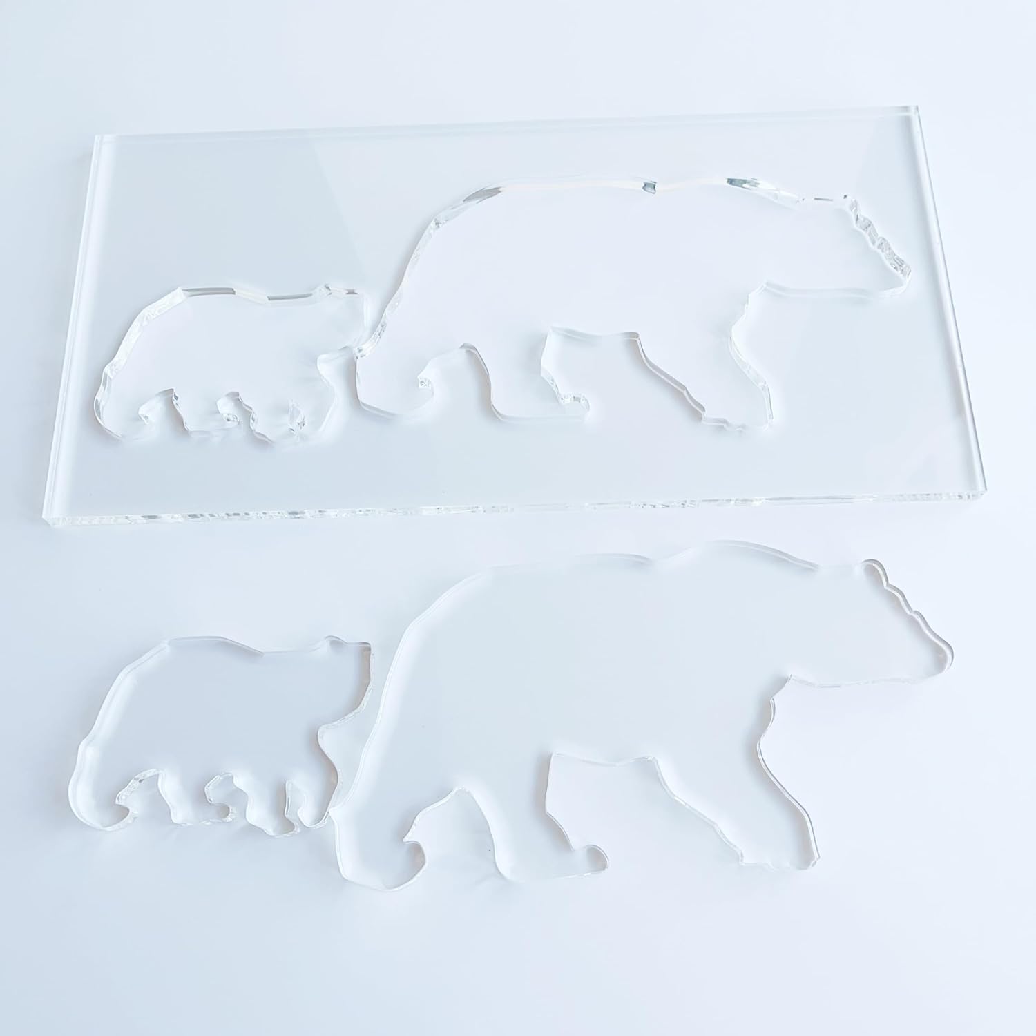 Bear and Cub Router Template Set, Clear Acrylic, 4 x 11 inches Cutout, Woodworking Inlay Guide