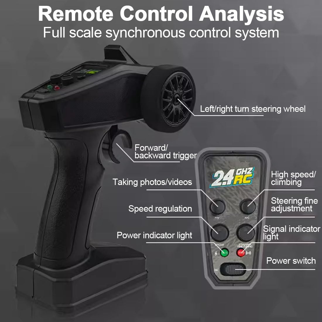 Samochód RC, skala 1/16, 2,4 GHz, pełnowymiarowa ciężarówka terenowa RC z podwójną prędkością, przechwytywanie zdjęć/wideo i metal, wojskowy model RTR dla nastolatków i dorosłych, idealny
