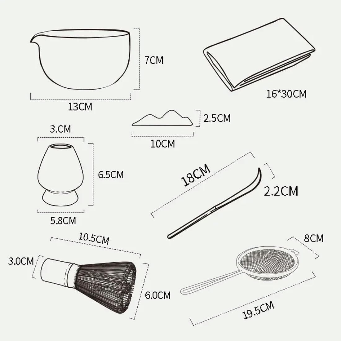 QQLADY Juego de té japonés Matcha, 7 Uds., Cepillo para té, tazón de té de cerámica, Herramientas de té Hechas a Mano Tradicionales Chinas