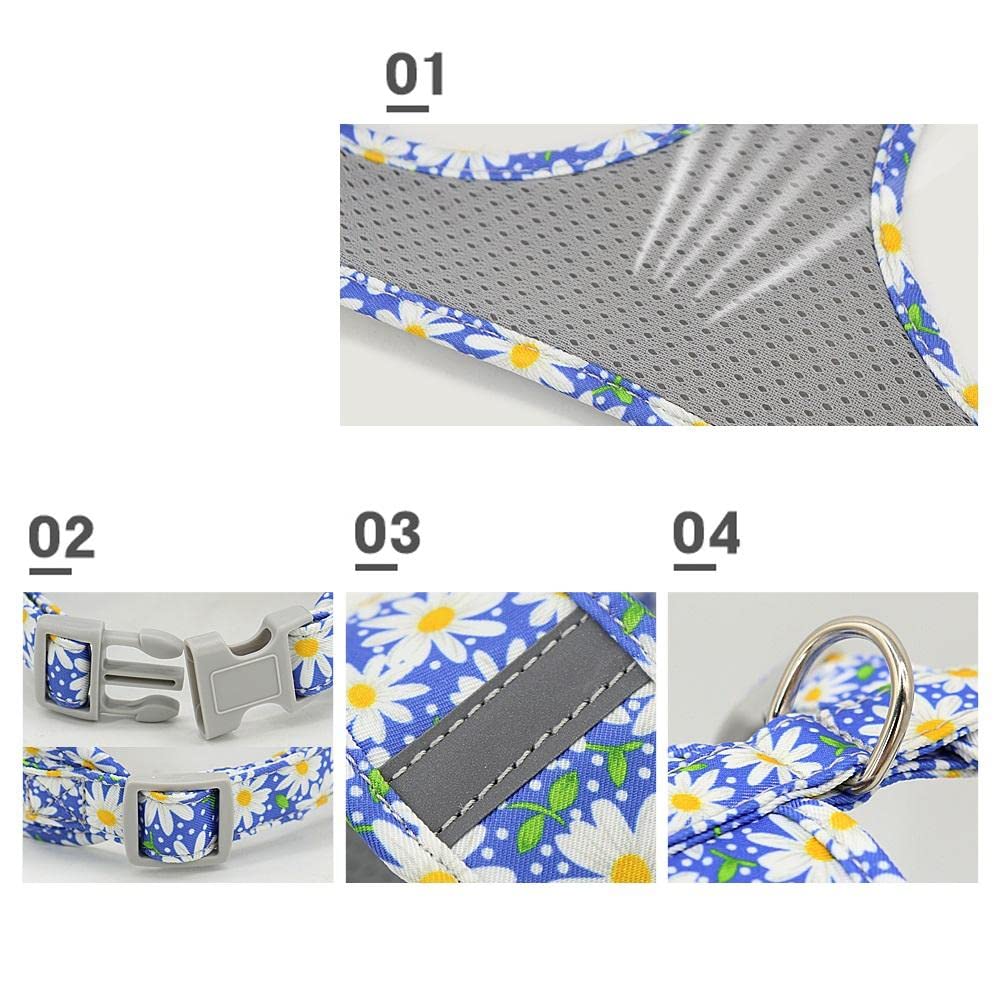 Arnés de Malla de Nailon con Estampado de Plomo para Perros y Gatos pequeños, Conjunto de Correa y Chaleco Reflectante Acolchado Suave DM, transportador de Perros (D, L)