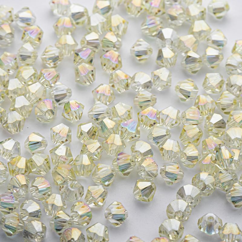 Zestaw wielokolorowych koralików Bicone Crystal Beads - koraliki szklane 3-6 mm do wyrobu biżuterii i projektów rękodzielniczych(Brilliant Gold,4.0MM about 720PCS)