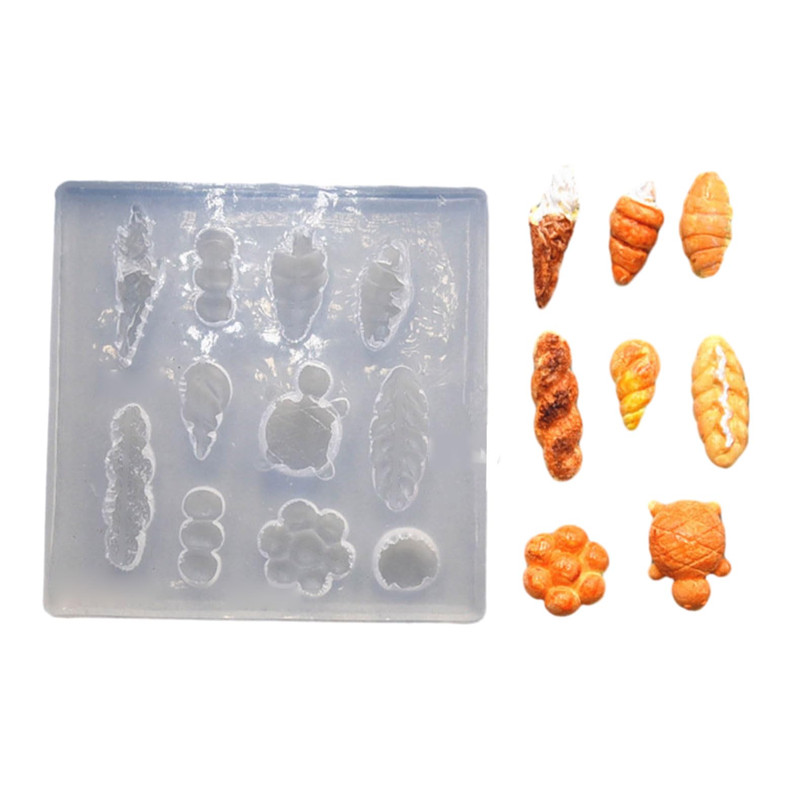 Tsophreniq 3D Bread Silicone Molds for Fondant Cake Decor Chocolate, Bread Shaped Clay Epoxy Resin Silicone Multi Functional Baking Mold