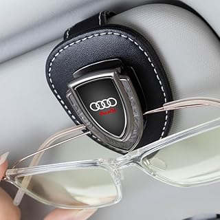 Sunglasses Holder for Car with Logo Suit for Audi A1 A3 RS3 A4 A5 A6 A7 RS7 A8 Q3 Q5 Q7 R8 Class S Series, Car Visor Sunglasses Holder for Audi for Men and Women, Clip-on Glasses Holder Black