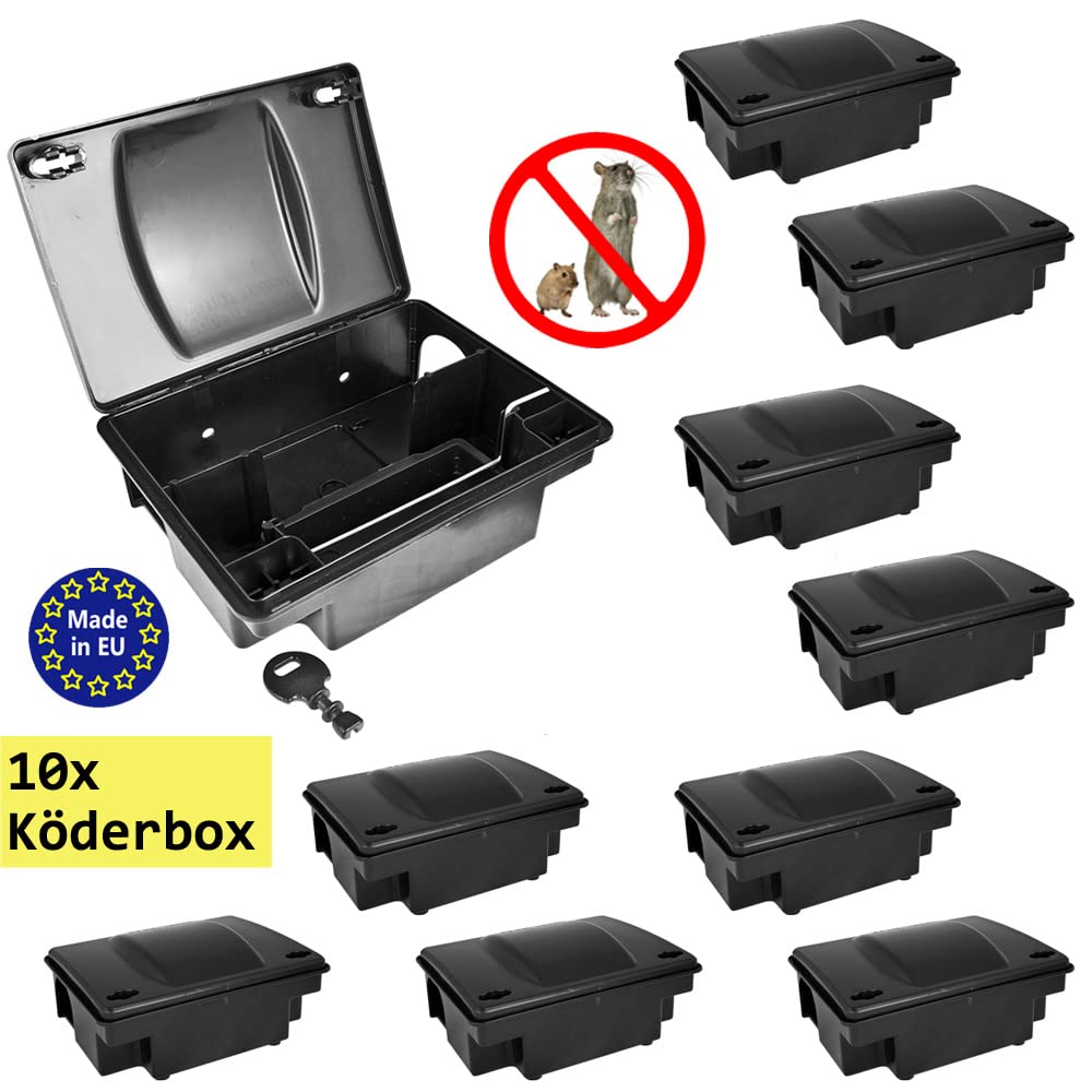10 x Köderstation Ratten Set Köderbox Garten Mausfalle Mäuse Rattenköderbox Box Rattenköderstation Rattenfalle Kinder- Haustiersicher Koederbox Gift Petigi