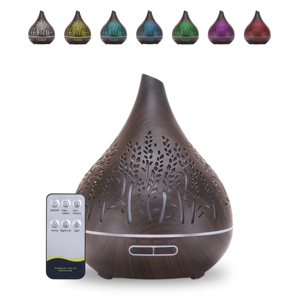 Difusor Aromático Ultrassônico com LED – Umidificador de Ar Silencioso com Desligamento