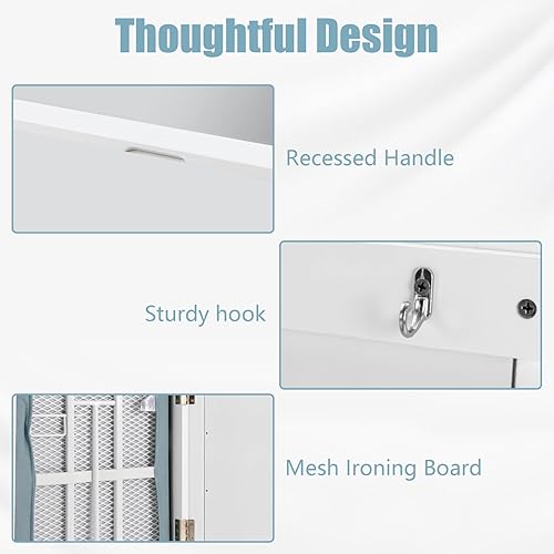 Miniatura 6 de Gabinete de tabla de planchar montado en la pared moderno Armario de almacenamiento con tabla de planchar plegable y espejo tabla de planchar