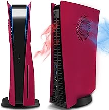 SIKEMAY PS5 Face Plates for Playstation 5 Console Disc Edition, PS5 Accessories ABS PS5 Cover Plates with Fan Vents, Hard Shockproof Anti-Scratch Replacement Protective Shell PS5 Cosmic Red Plates