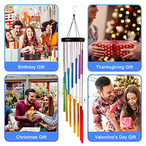 Amasava Wind Chimes For Outside 28.3" Metal Wind Chimes Outdoor With 14 Colorful Aluminum Alloy Tubes Deep Tone Wind Chimes With Soothing Sound For Patio Porch Backyard Decoration/Meditation/Yoga #TOP6