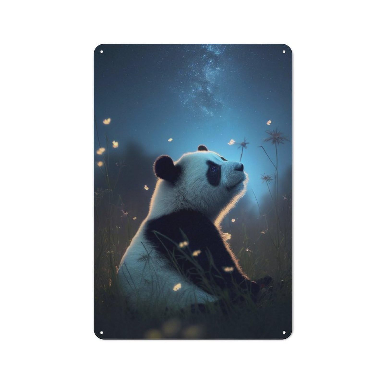 Junmoney Panda Galaxy Animal For Lounge Or Reading Corner, Retro Metal Plaque 30X20cm, For Vintage Wall Decor Fans, For Metal Sign Collectors