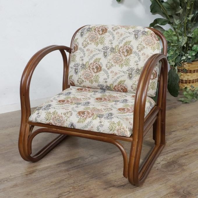 【新品】ラタン　座椅子　ジャガード生地　アウトレット ラタン 座椅子 ジャガード生地 アウトレット 幅54×奥行54×高さ58cm