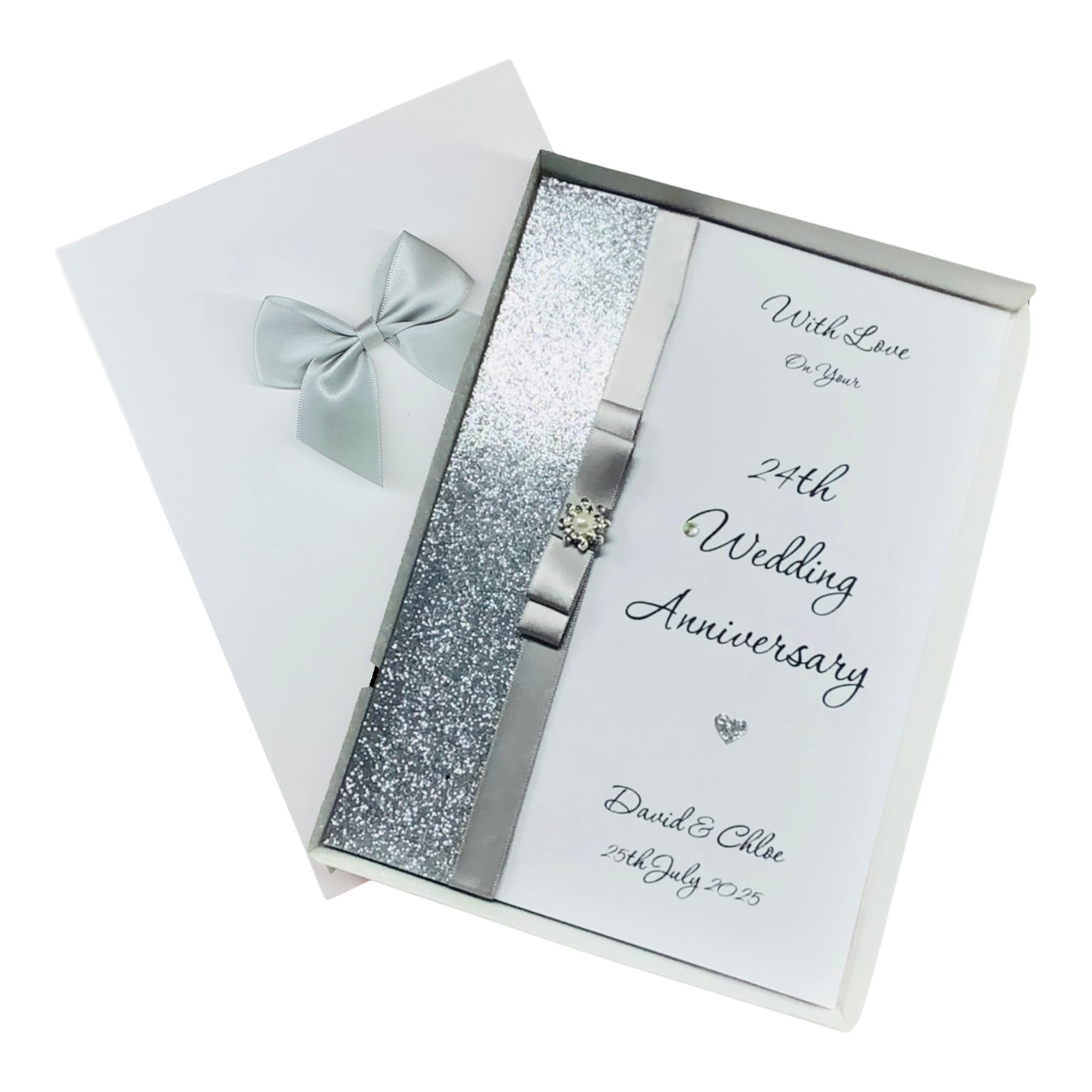 24th Wedding Anniversary Greeting Card Personalised Opal 24 Years - LB 24