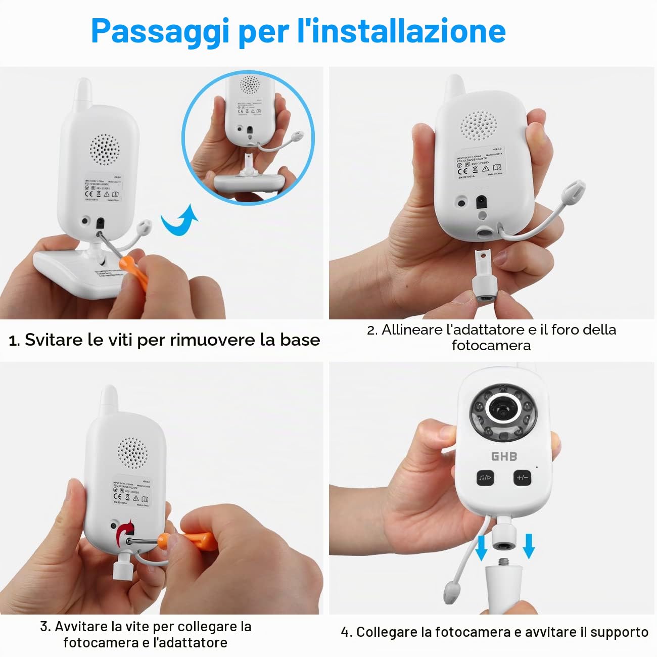 HOLACA Supporto Flessibile Compatibile con GHB UU24 Babyphone Fotocamera Video Baby Monitor 2,4 GHz, Supporto per Babyphone GHB Fotocamera Babyphone 5 Pollici 720 HD Modello 2023