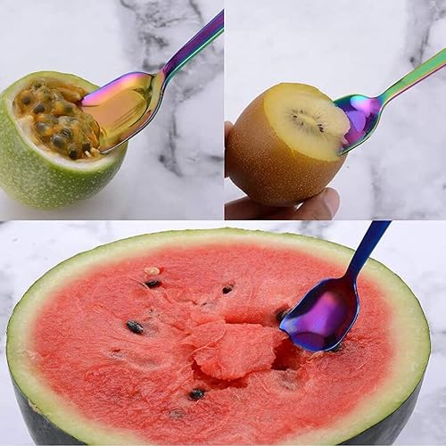 Miniatura 6 de Hoshen 3 cucharas de acero inoxidable para helado, cuchara de acero inoxidable de 5.3 pulgadas para té, azúcar, cuchara para revolver, perfecta para