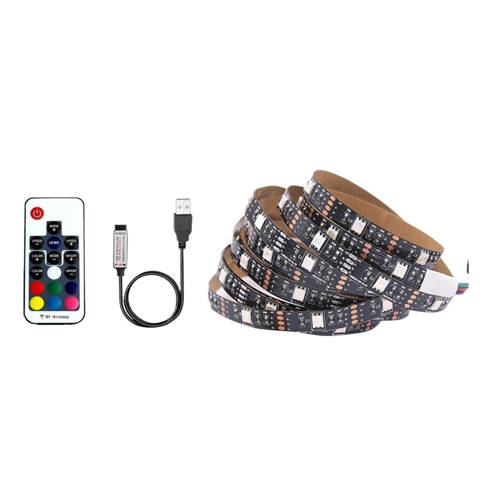 Taśma LED RGB USB 5V Czarna PCB do podświetlenia telewizora(IP65 Waterproof,WITH 17KEY USB SET_5M_60LED PER METER)