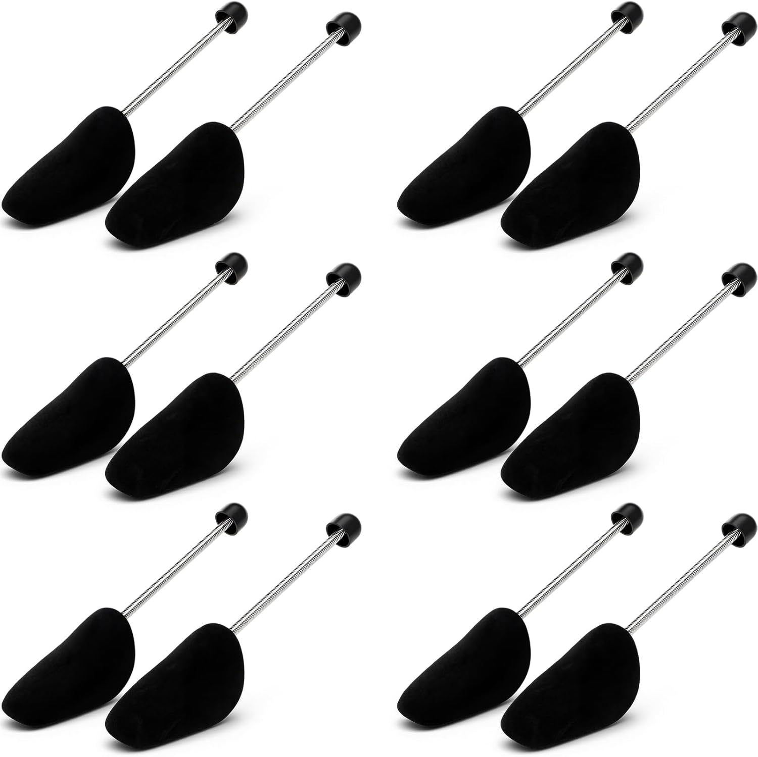 Remerry 6 Pairs Plastic Black Shoe Tree Stretcher for Men Adjustable Length Shoe Tree for Portable Boot Holder Shaper Support