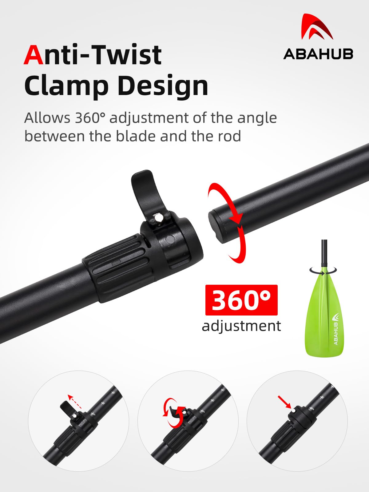 Abahub Pagaia SUP Alluminio Remi SUP Paddle Stand Up Paddle Telescopico 173-213 cm per Tavola da Surf Canoa SUP, Lama in Nylon di Plastica in Nero/Blu/Verde/Rosso/Arancione/Giallo