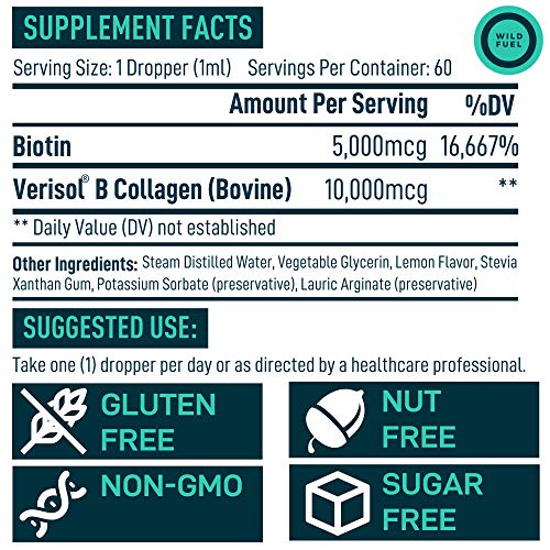 Liquid Collagen Peptides With Biotin - Youthful Skin, Hair Growth, Strong Nails And Bones, Flexible Joints Support Drops - 10,000Mcg Collagen Liquid For Women And Men, 5,000Mcg Biotin - Lemon - 2X2Oz #TOP5