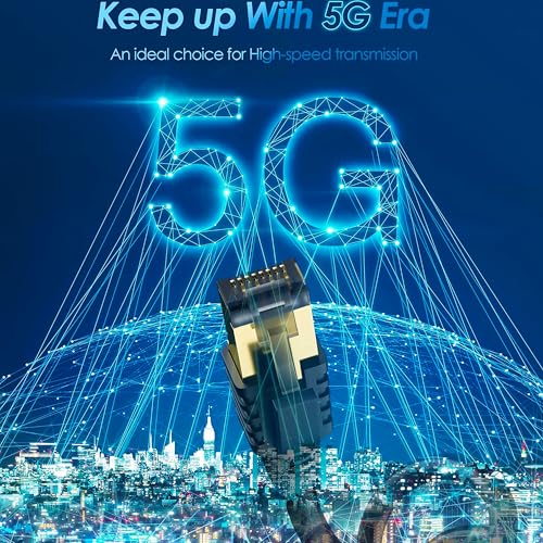 Image of Ant Esports AEC7105 Gold Plated Cat7 Ethernet Cable High Speed 10Gbps 600MHz Ethernet Cord LAN Cable with RJ45, Weatherproof Internet Network Patch Cord for Gaming, PS, Xbox, Modem, Router 5M Black
