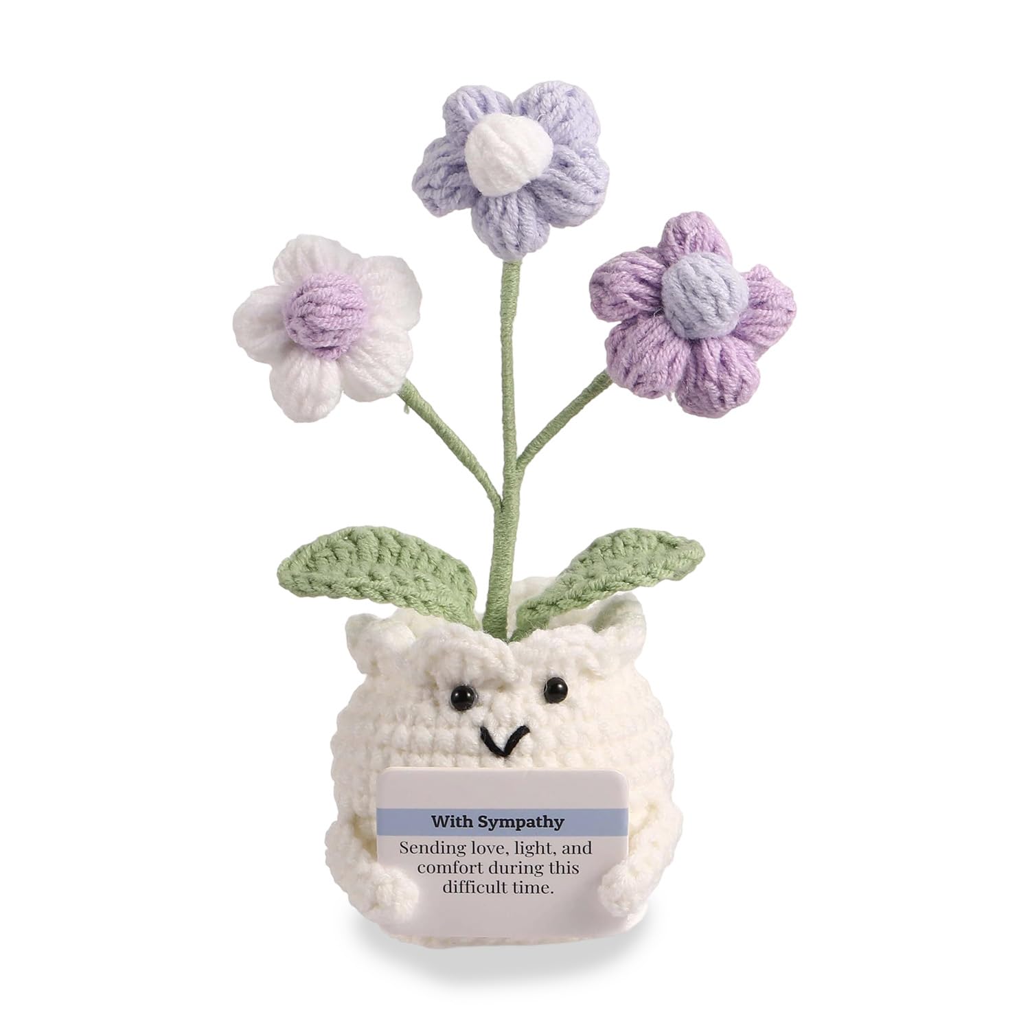 ZYNTAVA Sympathy Gift Crochet Flower Plush with Comfort Card, Get Well Soon Gifts for Women, Grief, Bereavement Gifts for Loss, Encouragement Present, Thinking of You Gift for Friends