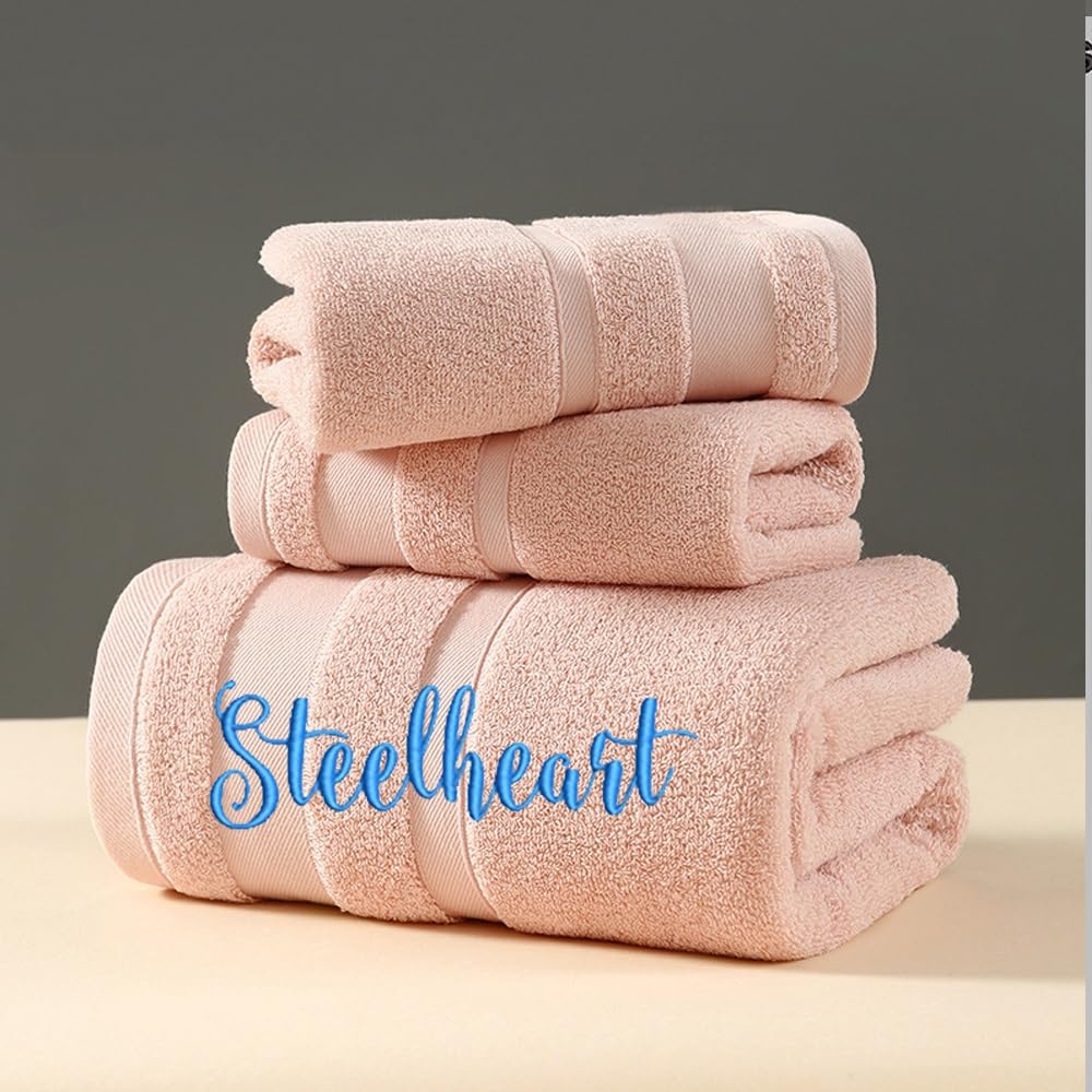 Hdlove Pink Personalised Towel With Name, Custom Embroidered Namelogo Hand Towel, Face Cloth, Towel Sheet, Beach Swimming Towel For Home, Hotel, Spa, Club, Sauna, Beauty Salon(,Face Towel: 35X73cm)