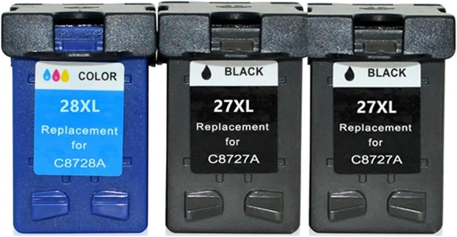 27XL 28XL Ink Cartridges Compatible with Deskjet 3320 3325 3420 3535 3550 3650 3744 Printers(2Black 1Color)